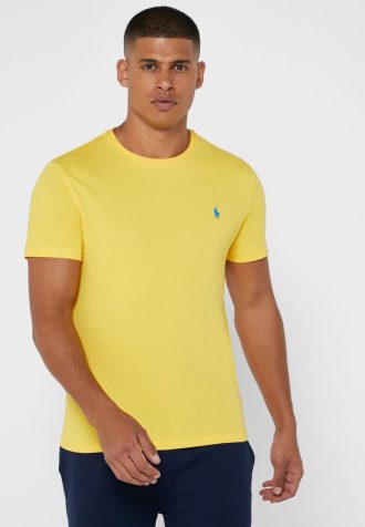 Gelbe Herren Ralph Lauren Brust-Logo Rundhals T-Shirts Gelbe Herren Ralph Lauren Brust-Logo Rundhals T-Shirts