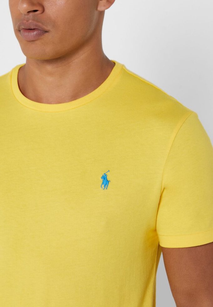 Gelbe Herren Ralph Lauren Brust-Logo Rundhals T-Shirts Gelbe Herren Ralph Lauren Brust-Logo Rundhals T-Shirts