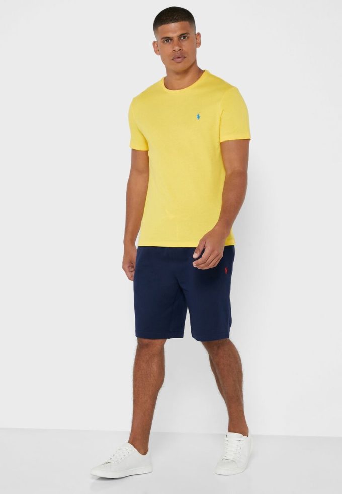 Gelbe Herren Ralph Lauren Brust-Logo Rundhals T-Shirts Gelbe Herren Ralph Lauren Brust-Logo Rundhals T-Shirts