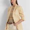 Gelbe Leinenblazer mit Fischgrätenmuster von Ralph Lauren für Damen Gelbe Leinenblazer mit Fischgrätenmuster von Ralph Lauren für Damen