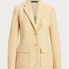 Gelbe Leinenblazer mit Fischgrätenmuster von Ralph Lauren für Damen Gelbe Leinenblazer mit Fischgrätenmuster von Ralph Lauren für Damen