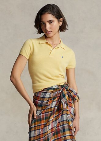 Gelbe Poloshirts aus Kaschmir im Slim Fit von Ralph Lauren für Damen