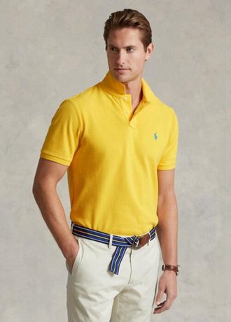 Gelbe Poloshirts aus Mesh im Slim Fit von Ralph Lauren für Herren Gelbe Poloshirts aus Mesh im Slim Fit von Ralph Lauren für Herren