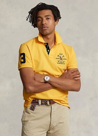 Gelbe Poloshirts aus Mesh mit klassischer Passform von Ralph Lauren für Herren Gelbe Poloshirts aus Mesh mit klassischer Passform von Ralph Lauren für Herren