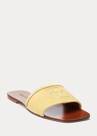 Gelbe Ralph Lauren Andela Sandalen aus Kalbswildleder für Damen Gelbe Ralph Lauren Andela Sandalen aus Kalbswildleder für Damen