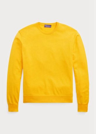 Gelbe Ralph Lauren Baumwollpullover mit Rundhalsausschnitt für Herren