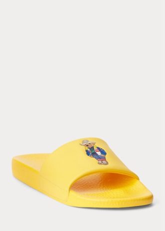 Gelbe Ralph Lauren Polo Bear Hausschuhe für Herren