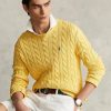 Gelbe Ralph Lauren Pullover aus Baumwolle mit Zopfmuster für Herren Gelbe Ralph Lauren Pullover aus Baumwolle mit Zopfmuster für Herren