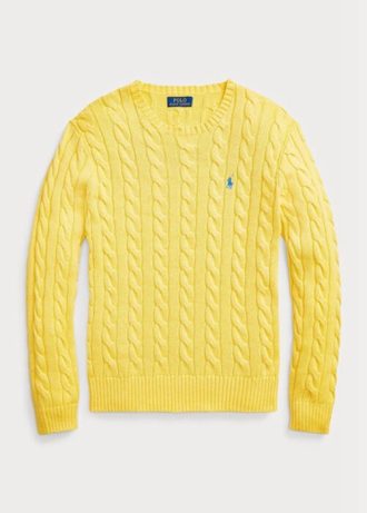 Gelbe Ralph Lauren Pullover aus Baumwolle mit Zopfmuster für Herren
