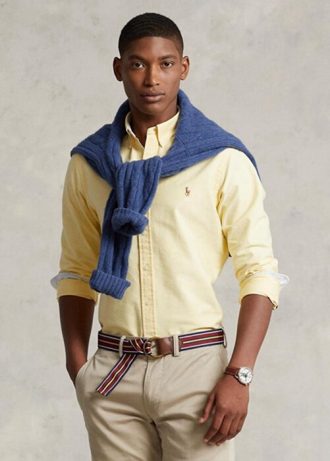 Gelbe Ralph Lauren Slim Fit Oxford-Hemden für Herren