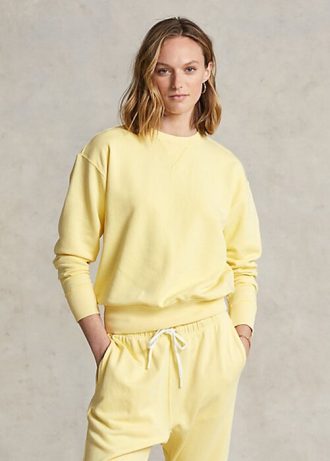 Gelbe Ralph Lauren Sweatshirts mit Rundhalsausschnitt aus Bio-Baumwolle für Damen