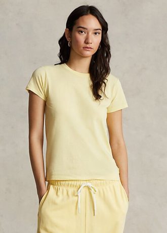 Gelbe Ralph Lauren T-Shirts aus Bio-Baumwolle mit Rundhalsausschnitt für Damen Gelbe Ralph Lauren T-Shirts aus Bio-Baumwolle mit Rundhalsausschnitt für Damen