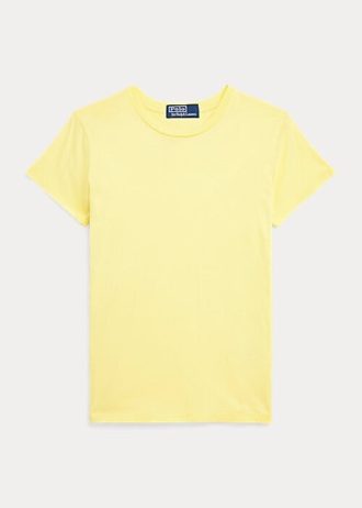 Gelbe Ralph Lauren T-Shirts aus Bio-Baumwolle mit Rundhalsausschnitt für Damen Gelbe Ralph Lauren T-Shirts aus Bio-Baumwolle mit Rundhalsausschnitt für Damen