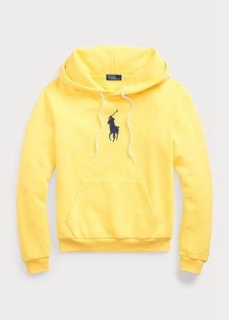 Gelber Ralph Lauren Shrunken Fit Big Pony Fleece-Hoodie für Damen