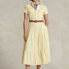 Gelbes Stufenkleid mit Gürtel von Ralph Lauren für Damen Gelbes Stufenkleid mit Gürtel von Ralph Lauren für Damen