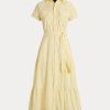 Gelbes Stufenkleid mit Gürtel von Ralph Lauren für Damen Gelbes Stufenkleid mit Gürtel von Ralph Lauren für Damen