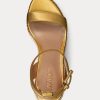 Goldfarbene Ralph Lauren Hilarie Espadrilles aus Metallic-Leder für Damen Goldfarbene Ralph Lauren Hilarie Espadrilles aus Metallic-Leder für Damen