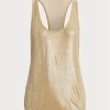 Goldfarbene Ralph Lauren Presling Embellished Tulle Blusenoberteile für Damen Goldfarbene Ralph Lauren Presling Embellished Tulle Blusenoberteile für Damen