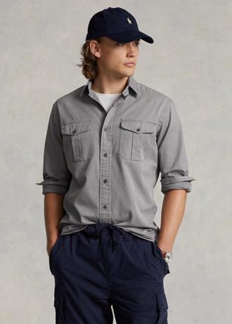 Graue Chino-Arbeitshemden im Classic Fit von Ralph Lauren für Herren