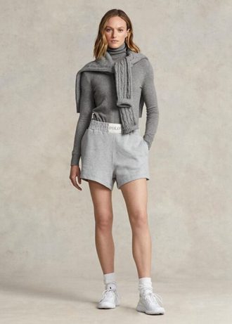 Graue Fleece-Shorts mit Ralph Lauren-Logo für Damen