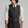 Graue Herren-Weste aus Seidenleinen von Ralph Lauren mit Karomuster Graue Herren-Weste aus Seidenleinen von Ralph Lauren mit Karomuster