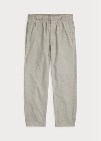 Graue, plissierte Baggy-Fit-Canvas-Hose für Herren von Ralph Lauren