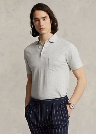 Graue Poloshirts aus Baumwolle und Leinen im Slim Fit von Ralph Lauren für Herren