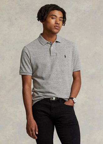 Graue Poloshirts aus Mesh im Slim Fit von Ralph Lauren für Herren