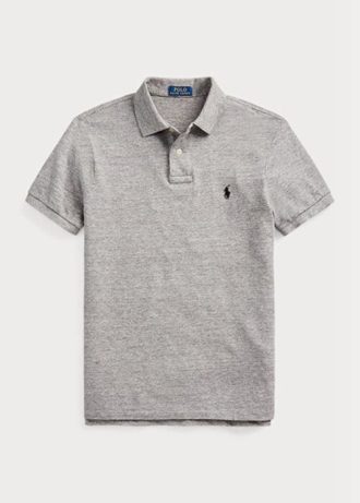 Graue Poloshirts aus Mesh im Slim Fit von Ralph Lauren für Herren