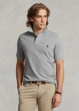 Graue Poloshirts aus Mesh von Ralph Lauren für Herren im Slim Fit