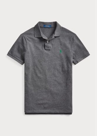 Graue Poloshirts aus Mesh von Ralph Lauren für Herren im Slim Fit