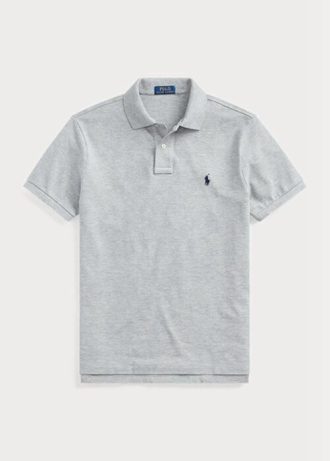 Graue Poloshirts aus Mesh von Ralph Lauren für Herren im Slim Fit