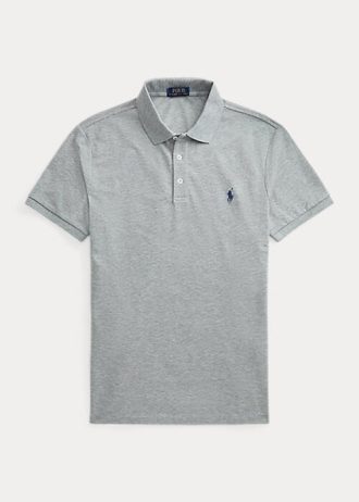 Graue Poloshirts aus Stretch-Mesh im Custom-Slim-Fit von Ralph Lauren für Herren Graue Poloshirts aus Stretch-Mesh im Custom-Slim-Fit von Ralph Lauren für Herren