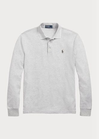 Graue Poloshirts für Herren von Ralph Lauren Custom Slim Fit Birdseye