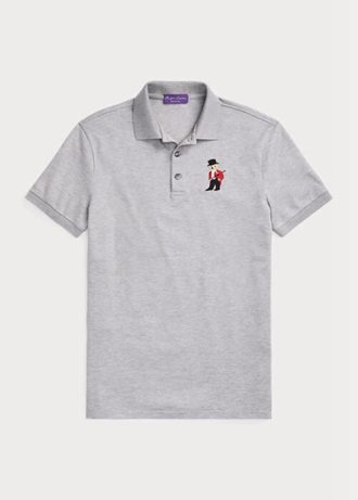 Graue Poloshirts mit Bären-Print für Herren von Ralph Lauren