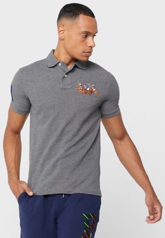 Graue Poloshirts mit gesticktem Logo von Ralph Lauren für Herren Graue Poloshirts mit gesticktem Logo von Ralph Lauren für Herren