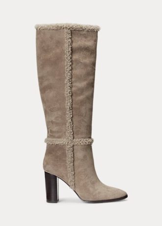 Graue Ralph Lauren Aubri Wildlederstiefel für Damen