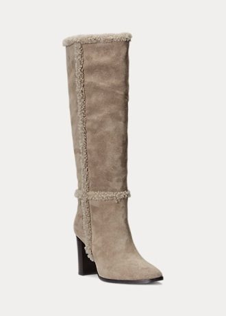 Graue Ralph Lauren Aubri Wildlederstiefel für Damen