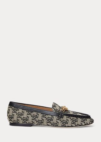 Graue Ralph Lauren Averi II Monogram Jacquard-Loafer für Damen