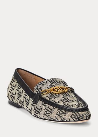 Graue Ralph Lauren Averi II Monogram Jacquard-Loafer für Damen