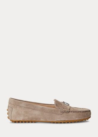 Graue Ralph Lauren Barnsbury Wildleder-Loafer für Damen