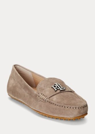 Graue Ralph Lauren Barnsbury Wildleder-Loafer für Damen