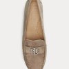Graue Ralph Lauren Barnsbury Wildleder-Loafer für Damen