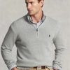 Graue Ralph Lauren Baumwollpullover mit Viertelreißverschluss für Herren Graue Ralph Lauren Baumwollpullover mit Viertelreißverschluss für Herren