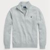 Graue Ralph Lauren Baumwollpullover mit Viertelreißverschluss für Herren Graue Ralph Lauren Baumwollpullover mit Viertelreißverschluss für Herren