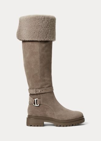 Graue Ralph Lauren Cristine Wildlederstiefel für Damen