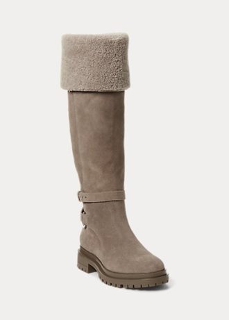Graue Ralph Lauren Cristine Wildlederstiefel für Damen