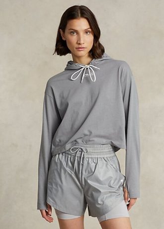 Graue Ralph Lauren Cropped-Sweatshirts aus Baumwolljersey für Damen