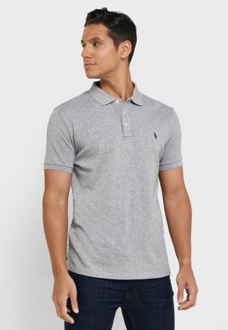 Graue Ralph Lauren Essential Poloshirts für Herren