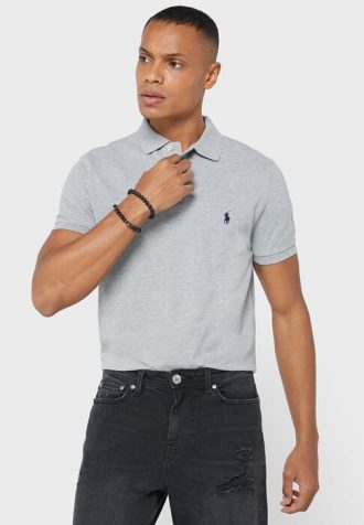 Graue Ralph Lauren Essential Poloshirts für Herren